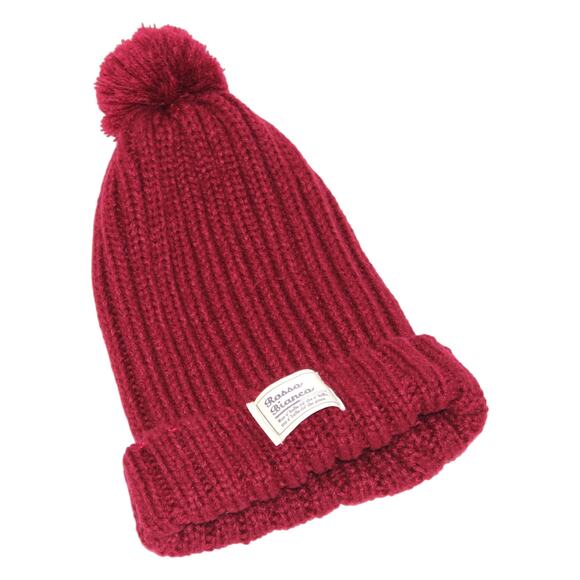 Maroon Red Cute Beanie with Poof - Picture 1 of 2
